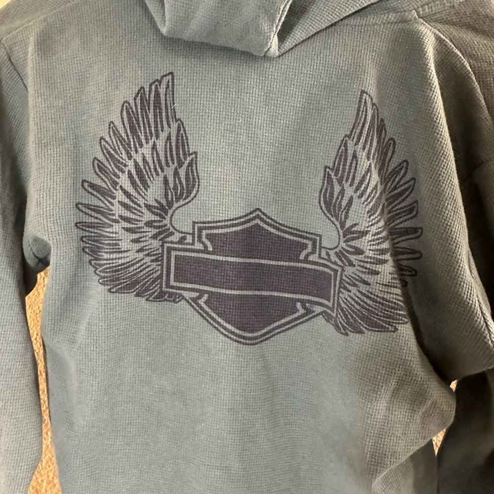 Harley-Davidson Blue Thermal Hoodie. Size S